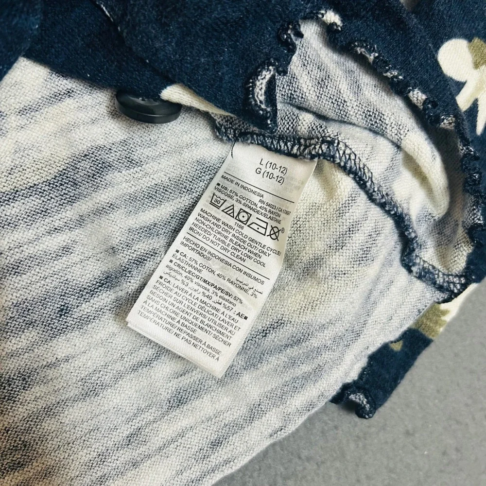 Old Navy Cardigan Girls Large 10-12 Blue Daisy Floral Lettuce Edge Button Front